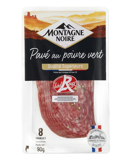 [16556] Montagne Noire Pork Sausages - Pave with Green Pepper Label Rouge 90g