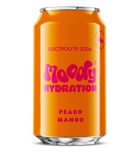 [16596] Moody Hydration Functional Soda - CAN Electrolyte Peach Mango X 12 X 330ml