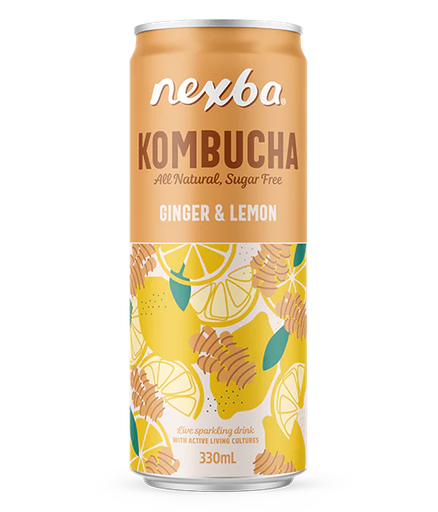 [16603] [25% OFF] Nexba Kombucha - CAN Ginger and Lime X 12 X 330ml