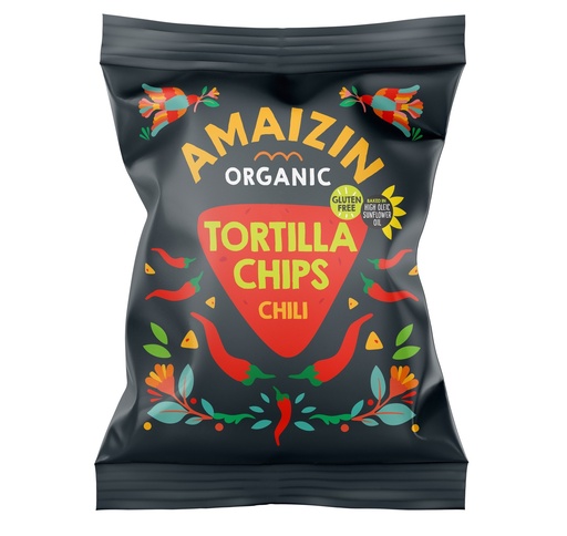 [16430] Amaizin Organic Corn Tortilla Chips - SMALL Chilli X 15 X 75g
