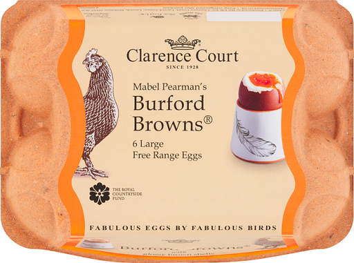 [16538] Clarence Court Free Range Eggs - Large Brown Mabel Pearman Burford X 16 X 6pc