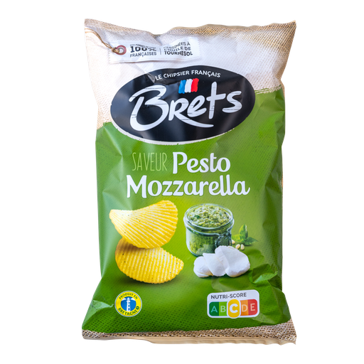 [16687] Brets Potato Crisps - Pesto and Mozzarella X 10 X 125g