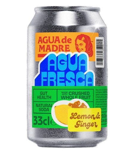 [16690] Agua de Madre Natural Soda - CAN Fresca Lemon and Ginger X 12 X 330ml