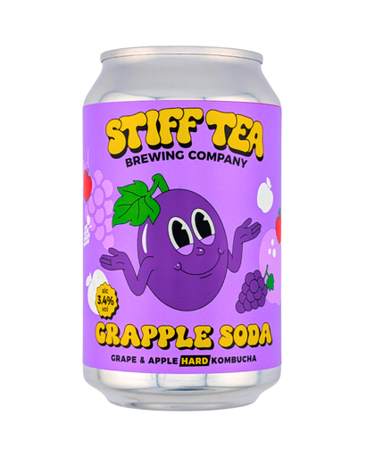 [16703] Stiff Tea Brewing Company Hard Kombucha - CAN Grapple Soda 3.4% ABV X 12 X 330ml