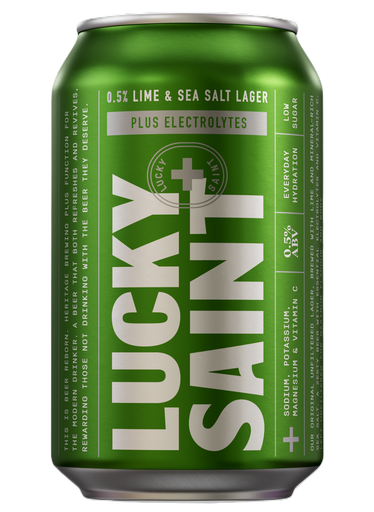 [16754] Lucky Saint Alcohol Free Lager - CAN Lime and Sea Salt Unfiltered 0.5% ABV X 12 X 330ml