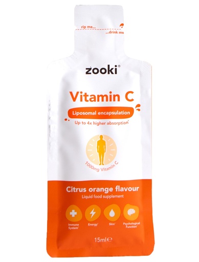 [16797] Zooki Food Supplements - Liquid Vitamin C 1000mg Citrus Orange X 20 X 15ml