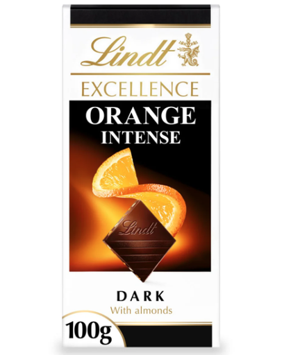 [16729] Lindt Excellence Chocolate Bar - DARK Orange Intense X 8 X 100g