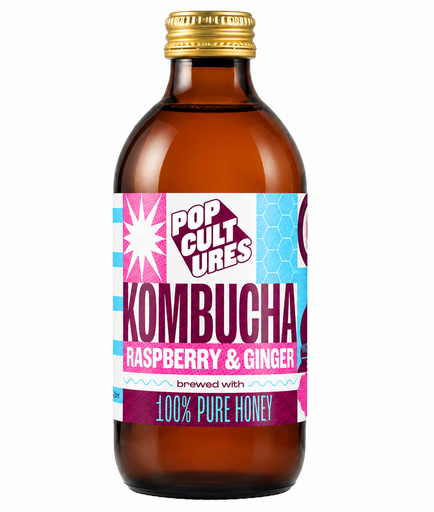 [16881] Pop Cultures Jun Kombucha - BOTTLE Raspberry and Ginger X 12 X 330ml