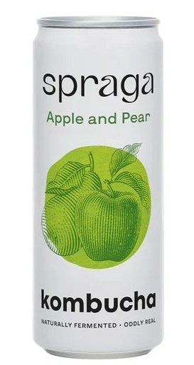 [16952] Spraga Organic Kombucha - CAN Apple and Pear X 12 X 330ml