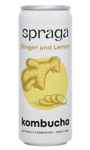 [16954] Spraga Organic Kombucha - CAN Ginger and Lemon X 12 X 330ml