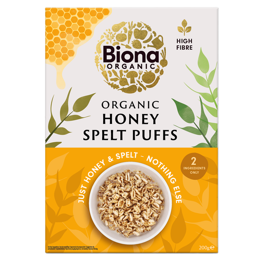 [17021] Biona Organic Cereals - Honey Spelt Puffs X 7 X 200g