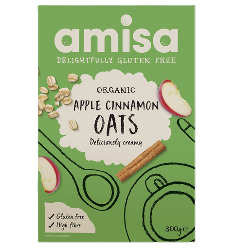 [17030] Amisa Organic Gluten Free Pure Porridge - Apple and Cinnamon X 6 X 300g