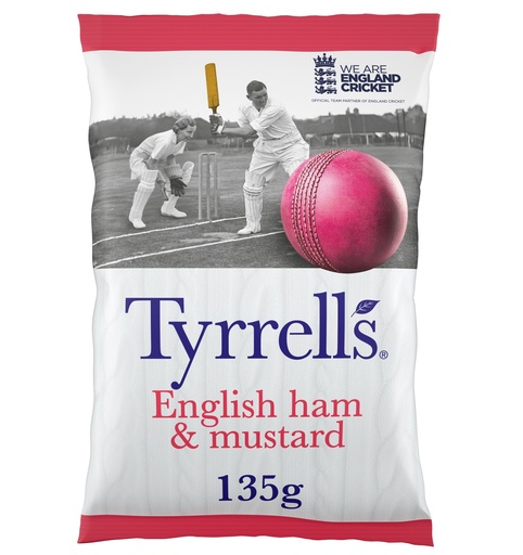 [17001] Tyrrells Potato Crisps - Limited Edition English Ham and Mustard X 8 X 135g