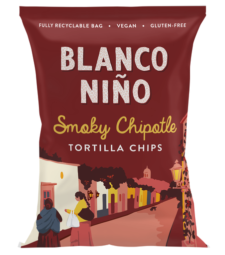 [17038] Blanco Nino Tortilla Chips - SMALL Smoky Chipotle X 24 X 45g