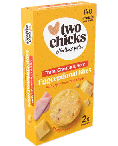 [17155] [SUPPLIER ISSUE] Two Chicks Free Range Egg Bites - Three Cheese and Ham 100g