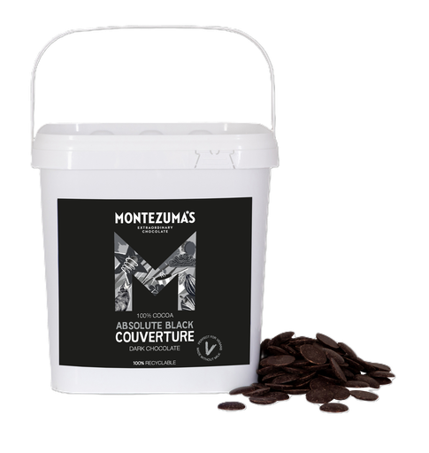 [17291] [PRE ORDER] Montezumas Vegan Courverture Chocolate - Absolute Black 100% Cocoa Tub 3kg