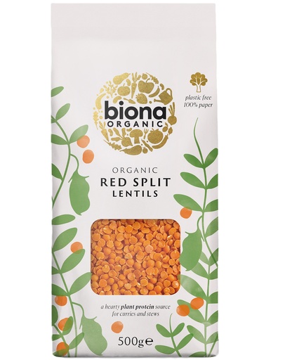 [17482] Biona Organic Pulses and Grains - Red Split Lentils X 6 X 500g