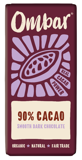 [17597] Ombar Organic Vegan Chocolate - MEDIUM DARK 90% Smooth X 10 X 70g