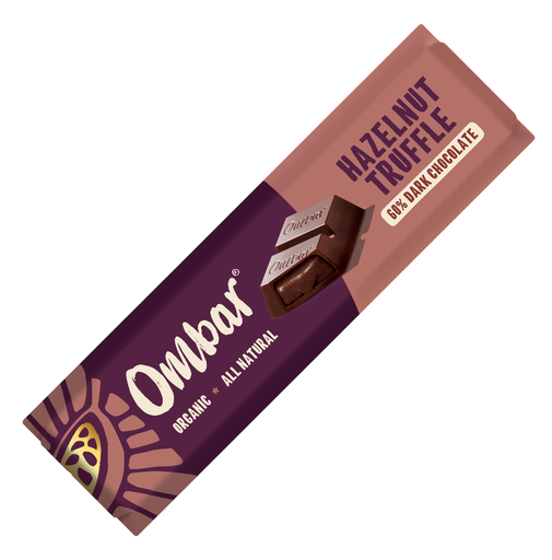 [17603] Ombar Organic Vegan Filled Chocolate Bar - SMALL DARK 60% Hazelnut Truffle X 15 X 42g