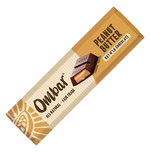 [17607] Ombar Vegan Filled Chocolate Bar - SMALL Oat Milk Peanut Butter X 15 X 42g