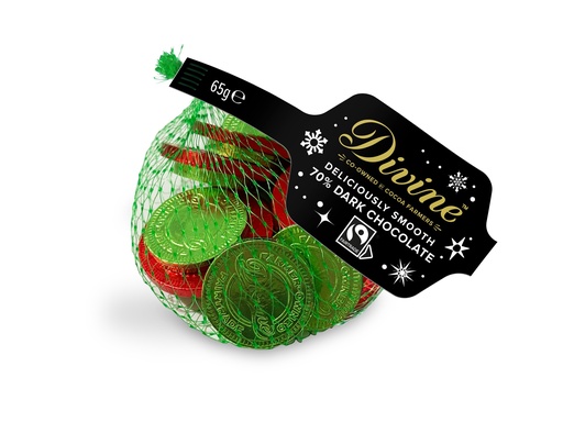 [17799] Divine Chocolate Coin - DARK 70% Deliciously Smooth 65g