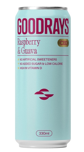 [17847] Goodrays 30mg CBD Seltzer - Raspberry and Guava X 12 X 330ml
