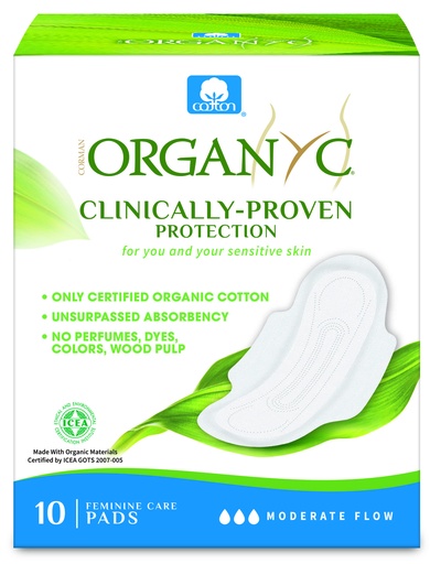 [17861] Organyc Sanitary Pads - Moderate Flow 10 pads