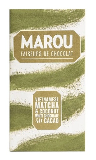 [18057] Marou Chocolate Bar - WHITE 40% Vietnamese Matcha and Coconut X 10 X 80g